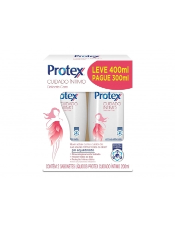 SABONETE ÍNTIMO LÍQUIDO PROTEX CUIDADO ÍNTIMO DELICATE CARE LEVE 400MLPAGUE 200ML