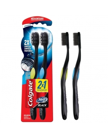 ESCOVA DENTAL COLGATE 360º BLACK LEVE 2 PAGUE 1