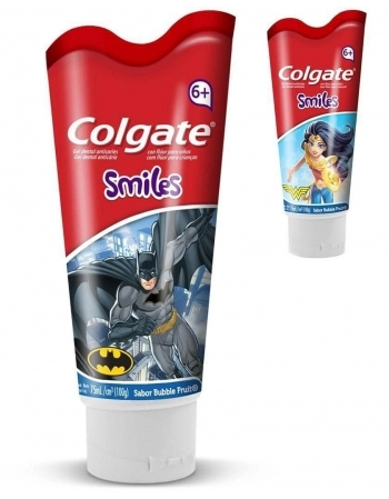 CREME DENTAL COLGATE SMILES BATMAN & MULHER MARAVILHA 100G