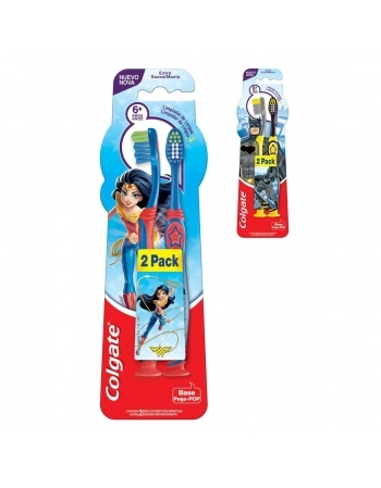 ESCOVA DENTAL COLGATE SMILES BATMAN & MULHER MARAVILHA 2 UNIDADES