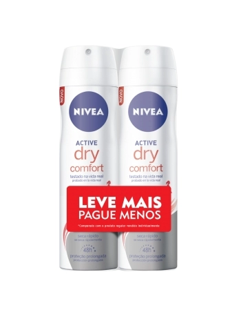 DESODORANTE AEROSOL NIVEA ACTIVE DRY COMFORT LEVE MAIS PAGUE MENOS