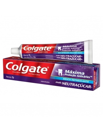 CREME DENTAL COLGATE MÁXIMA PROTEÇÃO ANTICÁRIES MAIS NEUTRAÇÚCAR 70G