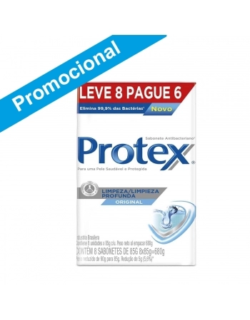 SABONETE EM BARRA PROTEX LIMPEZA PROFUNDA ORIGINAL 85G LEVE 8 PAGUE 6