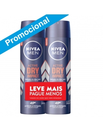 DESODORANTE AEROSOL NIVEA MEN DRY IMPACT LEVE MAIS PAGUE MENOS