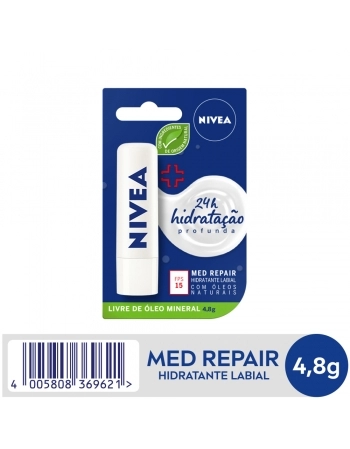 LIP CARE NIVEA MED REPAIR PROTETOR LABIAL FPS15 4,8G