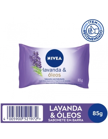 SABONETE EM BARRA NIVEA LAVANDA & ÓLEOS COM HIDRATANTE 85G