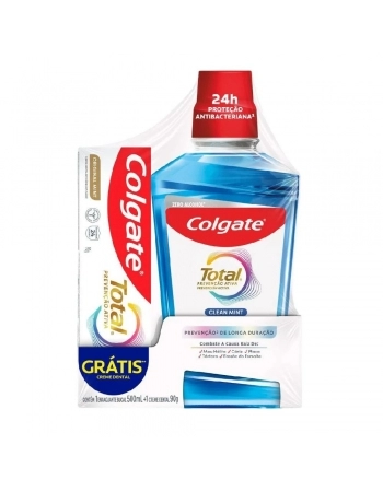 ENXAGUANTE BUCAL COLGATE TOTAL 500ML + CREME DENTAL TOTAL ORIGINAL MINT 90G