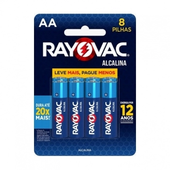 PILHA ALC RAY AA8 L+P- 48 CART 8 SM-384