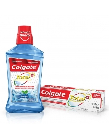 ENXAGUANTE BUCAL COLGATE TOTAL 12 CLEAN MINT 500ML GRÁTIS 1 TOTAL 12 90G